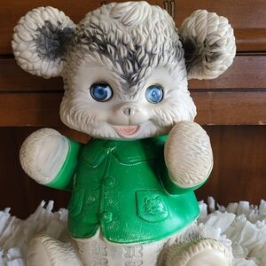 Vintage 1962 Edward Mobley Rubber Green/Gray Teddy Bear Very Collectible Item